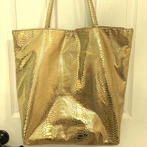 Carlos Falchi Fatto a Mano metallic gold tote bag
